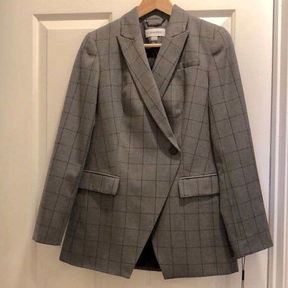 Brand🆕😍😍😍 CALVIN KLEIN One Button Windowpane Jacket - Picture 1 of 14